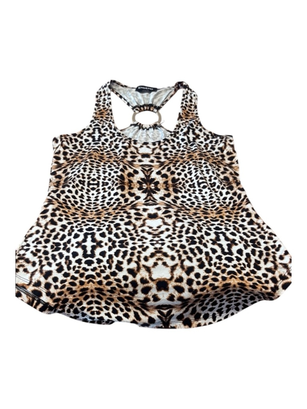 Bebe Leopard Print Tank Top with Ring Detail